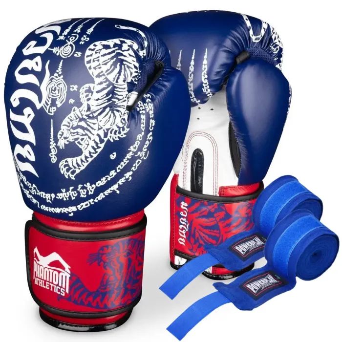 Боксерские перчатки Phantom Muay Thai Blue 14 унцій Фото
