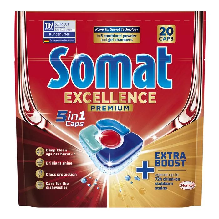 Таблетки для посудомоечных машин Somat Excellence 5-в-1 20 шт. Фото