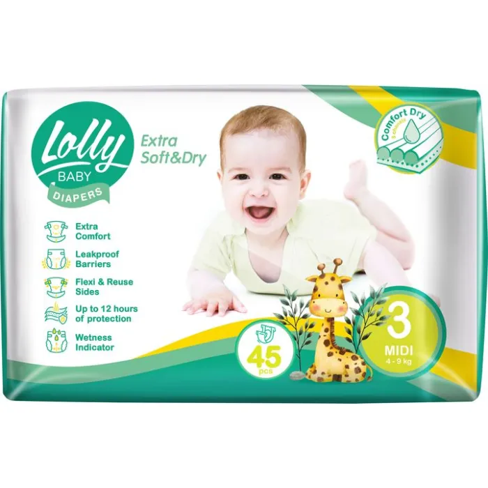 Подгузники Lolly Soft Midi 3 4-9 кг 45 шт Фото