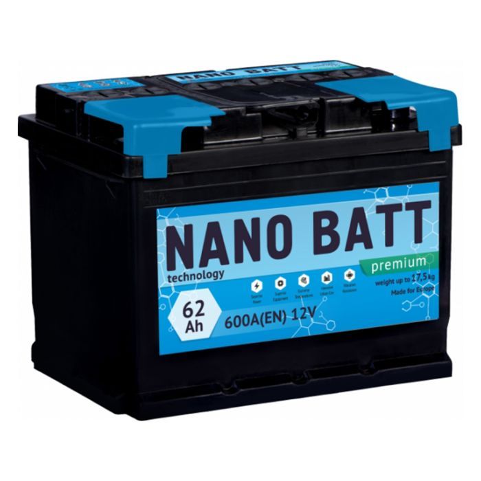 Аккумулятор автомобильный NANO BATT Premium 62A +лів (1) 600А Фото
