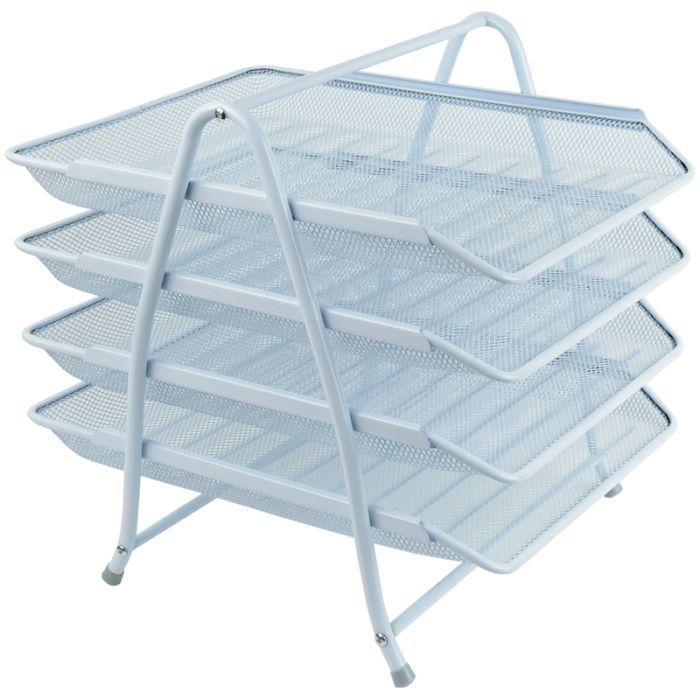 Лоток для бумаг Axent горизонтальный 4-в-1, металлический, белый Фото