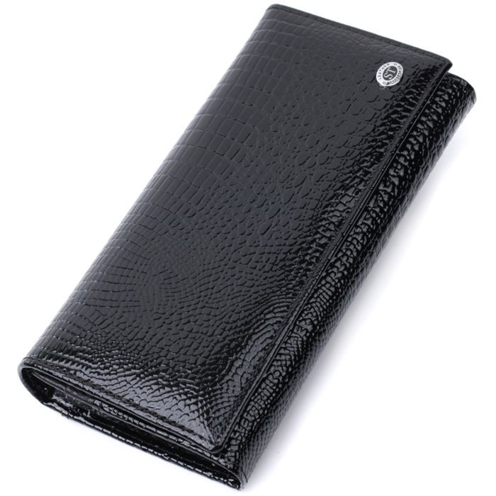 Кошелек ST Leather Из натуральной лакированной кожи Черный Фото