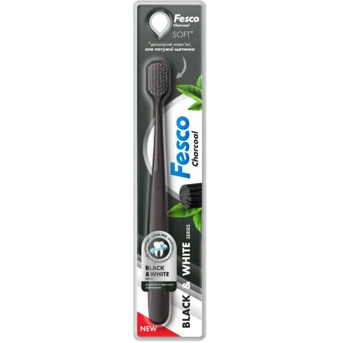Зубная щетка Fesco Black & White Series Soft Черная Фото