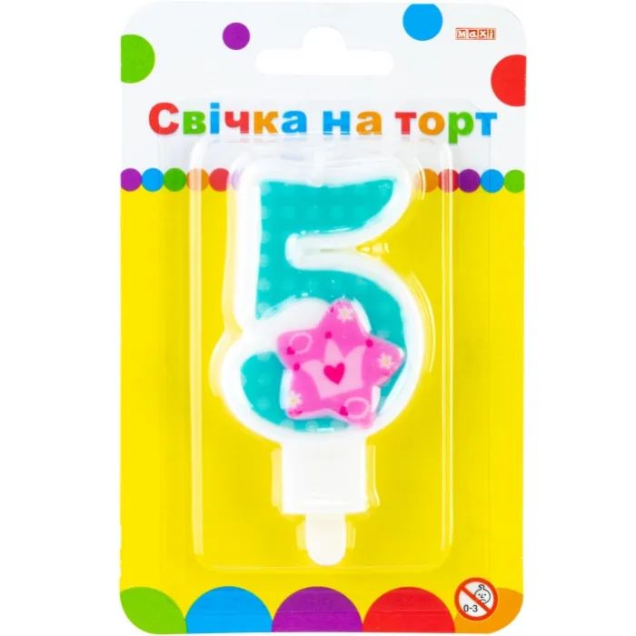 Свеча Maxi Princess "5" висотою 7,62 см Фото