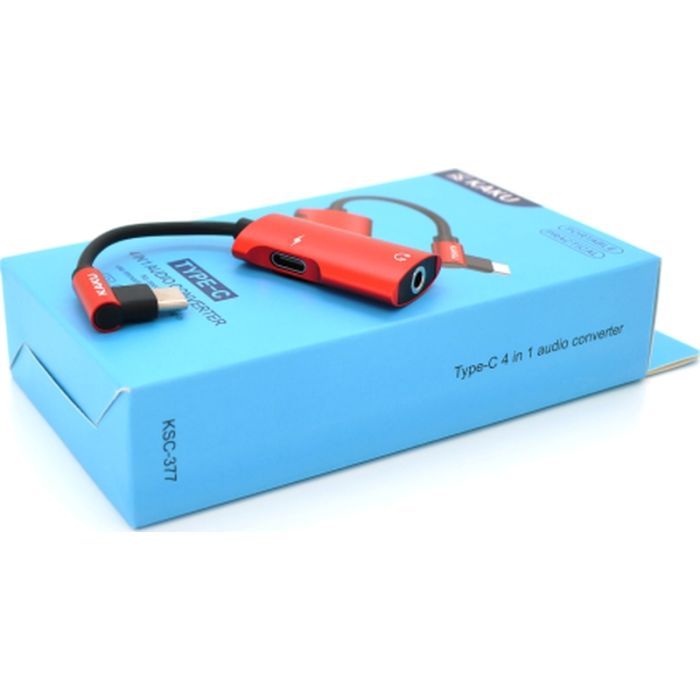 Переходник iKAKU USB-C 4-in-1 Audio Adapter USB-C + 3.5mm red Фото