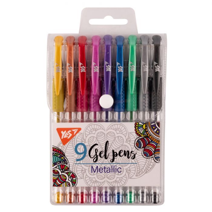 Ручка гелевая Yes набор Metallic 9 штук Фото