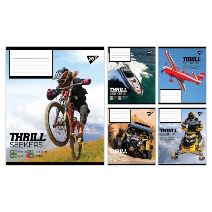 Тетрадь Yes Thrill Seekers А5 96 аркушів клітинка Фото