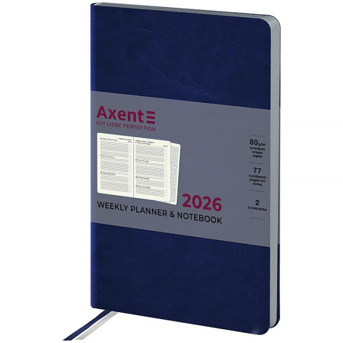 Еженедельник Axent датированный 2026 Partner City Soft 125х195, синий Фото