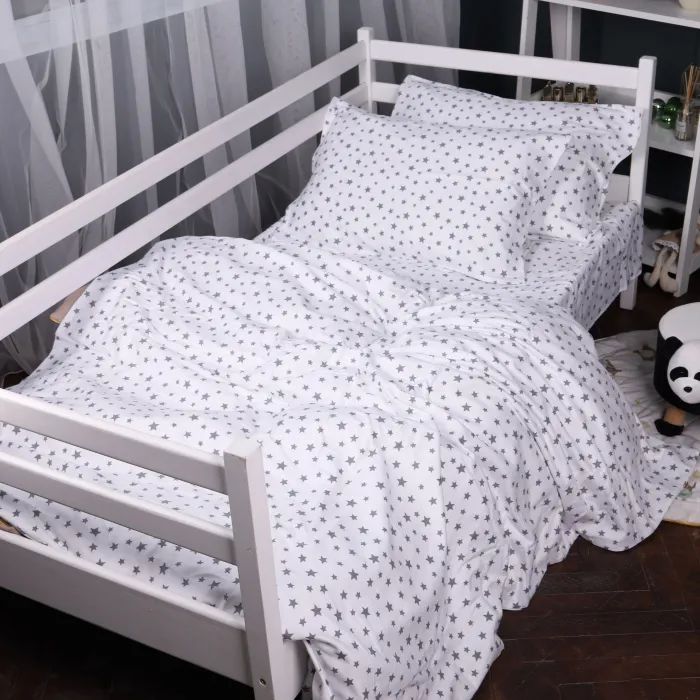 Постельное белье MirSon 016 White Stars Фланель 175х210 двуспальный Фото