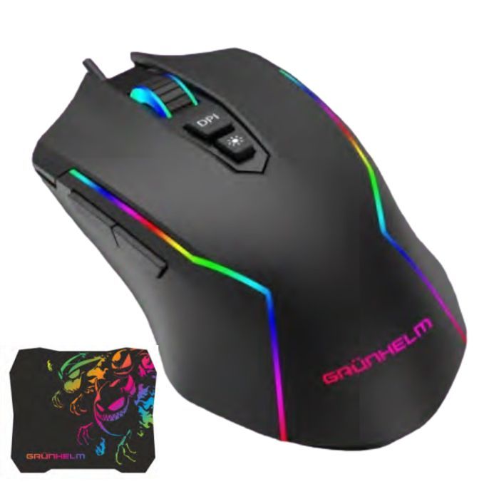 Мышка Grunhelm MS-656WD RGB USB Black + mouse pad Фото