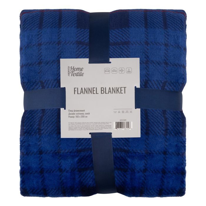 Плед Ardesto Flannel 160х200см, 100% поліестер, клітинка, синій Фото