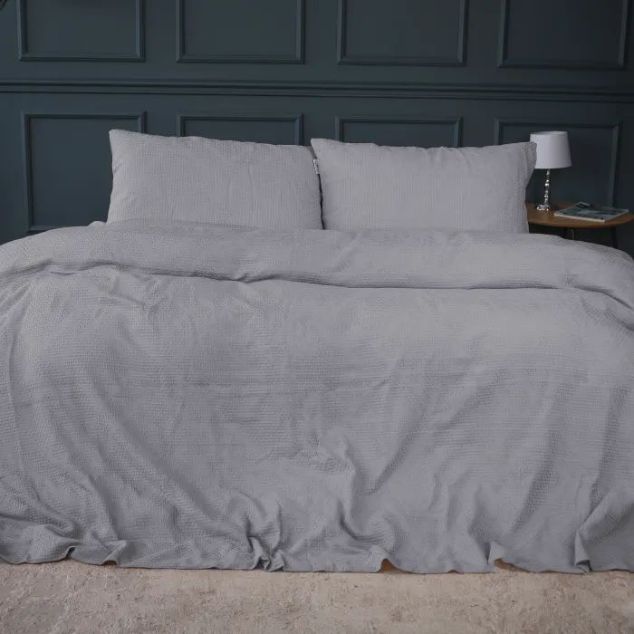 Постельное белье MirSon №20-02 Waffle Gray 200x220 Евро Фото