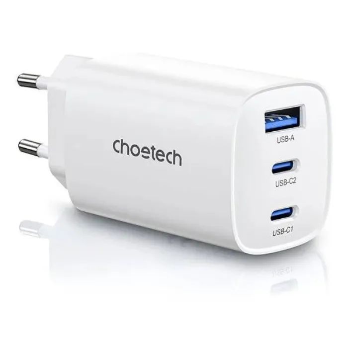 Зарядное устройство Choetech 2xUSB-C + 1xUSB PD65W GaN Фото