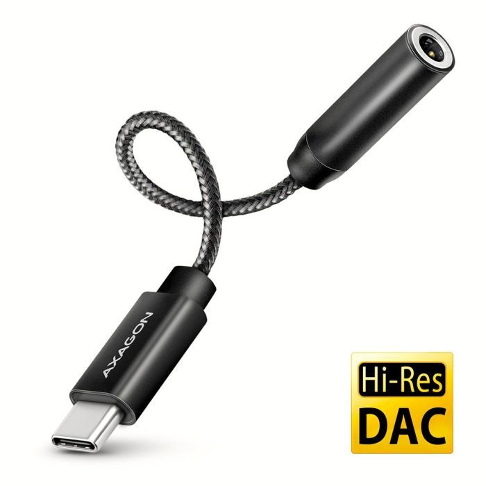Переходник AXAGON USB-C M to 3.5mm F DAC black Фото